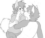  anthro canine clothed clothing dog duo eyes_closed fur gay hair kissing male mammal square_crossover yuguni 