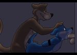  anal anthro bent_over canine coyote cum cum_in_mouth cum_inside disembodied_penis duo_focus fur gay glory_hole group male mammal nude penis robbie rotten_robbie wolf 