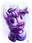  2014 equine female friendship_is_magic hair horn mammal multicolored_hair my_little_pony portrait purple_eyes purple_hair snow solo tsitra360 twilight_sparkle_(mlp) unicorn 