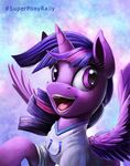  2015 clothing equine female feral friendship_is_magic fur hair horn long_hair mammal my_little_pony nfl open_mouth purple_eyes purple_fur smile solo teeth text tongue tsitra360 twilight_sparkle_(mlp) winged_unicorn wings 