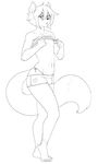  &lt;3 :o anthro barefoot boy_shorts bulge canine clothed clothing crossdressing eyewear fox girly glasses hair kevinsano looking_at_viewer male mammal monochrome open_mouth panties plantigrade shirt shirt_lift skimpy sleeveless solo standing underwear 