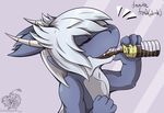  ambiguous_gender anthro chibi cute dragon drink drinking hair horn luxuria open_mouth reptilian scalie white_hair 