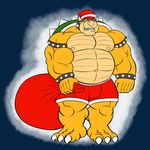  abs anthro biceps bowser claws clothed clothing half-dressed horn koopa krosbar_(artist) male mario_bros muscles nintendo overweight pecs reptile santa_claus scalie shell solo spikes standing teeth topless turtle video_games 