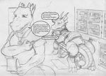  2005 anthro bound dialogue doctor dracorex dragon duo english_text greyscale humor male monochrome mstuarn pencil_(artwork) plain_background rangarig_(copyright) rangarig_rex scalie sketch stethoscope syringe text thought_bubble traditional_media_(artwork) white_background 