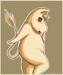  2008 anthro blush brown_background brown_body brown_eyes brown_hair female hair hippopotamus looking_at_viewer mammal moomin nude plain_background solo the_moomins the_snork_maiden zanthu 