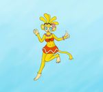  2015 amiga barefoot bikini clothed clothing elmapache female fur mammal monkey plain_background primate samba_de_amigo sega smile solo swimsuit video_games 