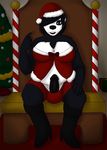 2014 anthro bear breasts christmas cleavage clothed clothing dickgirl gift holidays intersex mammal mistresssable mitsuko outfit overweight panda penis santa_claus smile solo theme tree voluptuous 