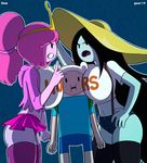  adventure_time big_breasts black_hair breasts butt cartoon cleavage clothed clothing com crown english_text fangs female finn_the_human grey_skin group hair hat huge_breasts human humanoid legwear long_hair looking_at_viewer male mammal marceline midriff navel open_mouth pink_hair pink_skin princess_bubblegum royalty skimpy skirt suspenders text thigh_highs tongue vampire 
