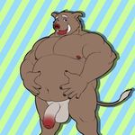  animated anthro balls biceps boar bouncing_penis brown_fur digital_media_(artwork) epilepsy_warning fur looking_at_viewer male mammal moobs nipples nude overweight penis porcine solo standing striped_background tailwag tusks uncut unknown_artist 