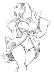  2014 anthro banette big_breasts blush breasts claws doll female humanoid looking_at_viewer mega_banette mega_evolution monochrome nintendo nude pok&eacute;mon pussy sex solo traditional_media twistedterra video_games zipper 