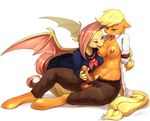  anthro anthrofied applejack_(mlp) audrarius bat_pony bdsm bondage bound clothed clothing dickgirl duo equine female flutterbat_(mlp) fluttershy_(mlp) friendship_is_magic half-dressed handjob horse intersex mammal my_little_pony pony 