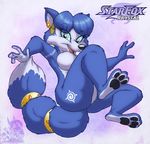  akkushisu anthro blue_fur canine female fox fur jumping krystal mammal nintendo nude star_fox video_games white_fur 