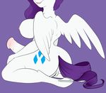  2014 animal_genitalia anthro anthrofied areola big_breasts breasts butt commissionedbutts cutie_mark equine erection friendship_is_magic fur hair herm hooves horn horsecock intersex mammal my_little_pony nipples nude penis plain_background purple_hair pussy rarity_(mlp) smile solo white_fur winged_unicorn wings 