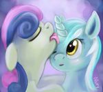  2014 aponty blush bonbon_(mlp) duo equine female feral friendship_is_magic green_hair hair horn hornjob horse lesbian licking lyra_heartstrings_(mlp) mammal my_little_pony pony tongue tongue_out two_tone_hair unicorn yellow_eyes 