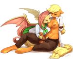  anthro applejack_(mlp) audrarius bat_pony bdsm bondage bound clothed clothing dickgirl duo equine female flutterbat_(mlp) fluttershy_(mlp) friendship_is_magic half-dressed handjob horse intersex mammal my_little_pony pony 