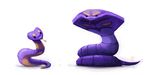  ambiguous_gender angry arbok cobra cryptid-creations duo ekans nintendo plain_background pok&eacute;mon reptile scalie snake tongue video_games 