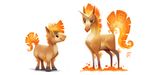  ambiguous_gender angry black_eyes cryptid-creations duo equine feral fire horn horse mammal nintendo plain_background pok&eacute;mon pony ponyta rapidash smile unicorn video_games 