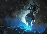  ambiguous_gender anthro biped black_skin eyeless glowing magic magic_the_gathering official_art power restricted_palette rock sliver sparks spell tentacles trevor_claxton 