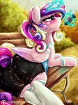  2014 anus camel_toe dimwitdog equine female feral friendship_is_magic horn mammal my_little_pony outside princess_cadance_(mlp) pussy solo winged_unicorn wings 