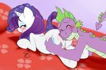  2014 blush butt butt_grab cutie_mark dragon duo equine eyes_closed eyeshadow female feral friendship_is_magic fur hair hand_on_butt horn interspecies makeup male mammal my_little_pony pia-sama purple_hair rarity_(mlp) scalie smile spike_(mlp) straight unicorn white_fur 