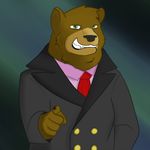  anthro bear grizzly_bear male mammal necktie peacoat smile solo 