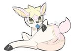  2014 anus butt condom condom_in_mouth cute deerling edit female feral hooves jailbait_knight looking_at_viewer nintendo plain_background pok&eacute;mon presenting pussy solo video_games white_background 