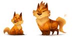  ambiguous_gender angry arcanine black_eyes canine cryptid-creations duo feral frown growlithe happy mammal nintendo plain_background pok&eacute;mon smile teeth video_games 