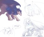  avian balls blue_eyes butt claws feral gryphon larvitar_(artist) looking_at_viewer looking_back male open_mouth plain_background sketch solo tongue tongue_out white_background wings 