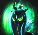  2014 changeling eyeshadow female friendship_is_magic fshydale green_eyes green_hair green_theme hair holes horn looking_at_viewer makeup my_little_pony queen_chrysalis_(mlp) slit_pupils solo wings 