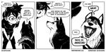  ambiguous_gender canine comic dog english_text female human ian_mcconville mammal matthew_boyd monochrome text thought_bubble 