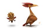  ambiguous_gender angry avian bird black_eyes cryptid-creations duo fearow feral happy nintendo plain_background pok&eacute;mon spearow video_games 