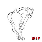  anthro balls bent_over big_butt butt girly gloves half-closed_eyes hedgehog looking_back male mammal monochrome nude presenting seductive sega shoes sketch smile solo sonic_(series) sonic_the_hedgehog sonicharinezumi unfinished wide_hips 