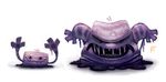  ambiguous_gender angry black_eyes cryptid-creations duo grimer looking_at_viewer muk nintendo open_mouth plain_background pok&eacute;mon slime smile video_games 