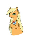  applejack_(mlp) earth_pony equine female freckles friendship_is_magic green_eyes hair horse long_hair mammal my_little_pony pa-puruorima- plain_background pony solo white_background 