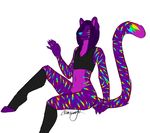  2014 bottomless butt clothed clothing feline girly half-dressed jarvis legwear looking_at_viewer male mammal plain_background sheath sitting solo super_gay tiger white_background yellow_eyes 