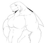  abs anthro biceps big_muscles digital_drawing_(artwork) fin fish gills kokuhane line_art male marine muscles nude pecs pose scales shark solo standing toned 