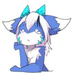  breasts cleavage clothed clothing costom10 crying cute dragon female hair kemono o_o plain_background short_hair solo tears white_background white_hair 