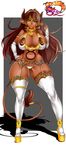  2014 areola big_breasts breasts clothed clothing erect_nipples excellia_(coc) female hair holstaurus horn huge_breasts long_hair looking_at_viewer minotaur nipples shykidzstudios skimpy solo 