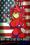  2014 4th_of_july akatsukishiranui-fox anthro big_breasts breasts cleavage clothed clothing echidna female flag lien-da looking_at_viewer mammal monotreme sega skimpy smile sonic_(series) stars_and_stripes united_states_of_america 