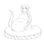  2014 big_belly big_breasts breasts ear_piercing female hair hand_on_belly humanoid hybrid lamia long_hair looking_at_viewer mammal naga navel piercing pointy_ears pregnant reptile scalie snake_tail tattoo 