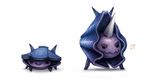  ambiguous_gender angry black_eyes clam cloyster cryptid-creations duo happy horn nintendo open_mouth plain_background pok&eacute;mon shell shellder smile video_games 