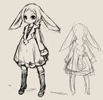  animal_ears beige bunny_ears kanihira monochrome original short_hair sketch 