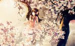  axis_powers_hetalia brown_eyes brown_hair changpao chinese_clothes flower hair_ornament long_hair looking_up solo taiwan_(hetalia) tree vienri 