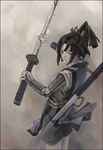  armor black_hair blood katana looking_back male_focus metalinu mori_ranmaru_(sengoku_musou) ootachi ponytail sengoku_musou sengoku_musou_2 solo sword weapon 