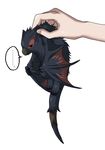  black_eyes creature dragon full_body hands holding monster_hunter nargacuga ruri_tsubame simple_background speech_bubble spoken_ellipsis white_background wyvern younger 