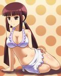  arm_support awa bikini hand_on_hip kanamemo lowres minami_yuuki sitting solo swimsuit 