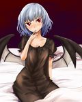  bad_id bad_pixiv_id bat_wings highres nightgown potionu red_eyes remilia_scarlet short_hair silver_hair solo touhou wings 