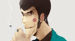  arsene_lupin_iii bad_id bad_pixiv_id cigarette green_jacket jacket lipstick_mark lupin_iii male_focus sideburns solo zz 