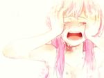  closed_eyes crying just_be_friends_(vocaloid) long_hair megurine_luka mochizuki_mina open_mouth pink_hair sobbing solo tears vocaloid 