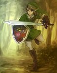  bad_id bad_pixiv_id blonde_hair blue_eyes earrings forest gloves hat jewelry kutizusamu link male_focus master_sword nature pointy_ears shield solo sword the_legend_of_zelda the_legend_of_zelda:_twilight_princess weapon 